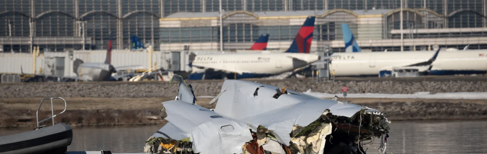 In this image provided by the U.S. Coast Guard, wreckage is seen in the Potomac River near Ronald Reagan Washington National Airport, Thursday, Jan. 30, 2025 in Washington. (Petty Officer 1st Class Brandon Giles, U.S. Coast Guard via AP)