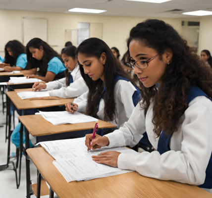 students writing cxc exam in guyana