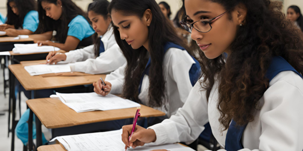 students writing cxc exam in guyana