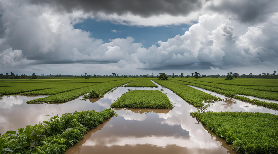 Rain flooding Guyana Farming