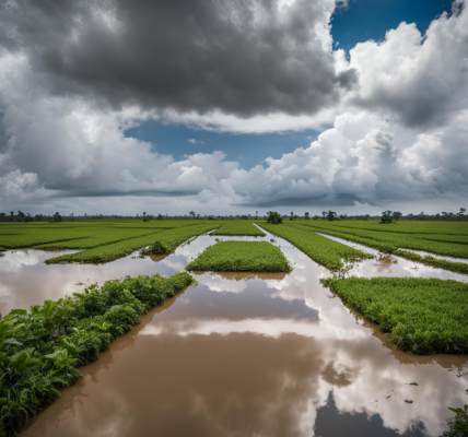 Rain flooding Guyana Farming